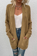 Load image into Gallery viewer, Cable-Knit Open Front Cardigan with Pockets