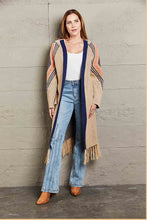 Load image into Gallery viewer, Double Take Geometric Fringe Hem Duster Cardigan