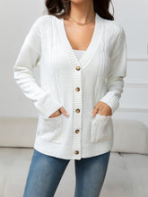 Load image into Gallery viewer, V-Neck Long Sleeve Buttoned Knit Top with Pocket