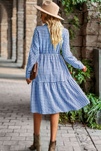 Load image into Gallery viewer, Collared Neck Long Sleeve Midi Dress