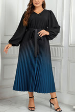 Load image into Gallery viewer, Verona Pleated Tie Waist Midi Dress