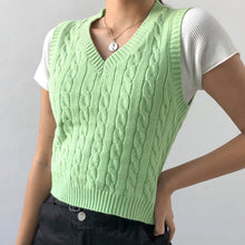 Load image into Gallery viewer, Cable-knit V-Neck Sweater Vest