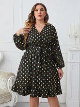 Load image into Gallery viewer, Plus Size Printed Surplice Neck Knee-Length Dress