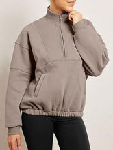 Load image into Gallery viewer, Half Zip Dropped Shoulder Sweatshirt
