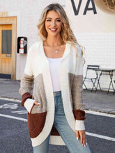 Load image into Gallery viewer, Color Block Open Front Hooded Cardigan