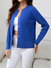 Load image into Gallery viewer, Round Neck Cable-Knit Buttoned Knit Top