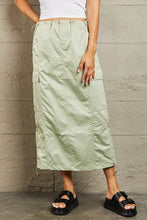 Load image into Gallery viewer, Just In Time High Waisted Cargo Midi Skirt