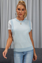 Load image into Gallery viewer, Houndstooth Round Neck Sweater Vest