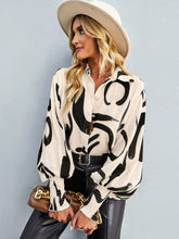 Load image into Gallery viewer, Printed Lantern Sleeve Button-Up Shirt