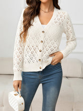 Load image into Gallery viewer, Openwork V-Neck Buttoned Knit Top