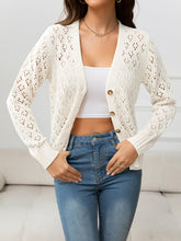 Load image into Gallery viewer, Openwork V-Neck Buttoned Knit Top