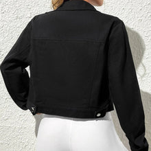 Load image into Gallery viewer, Collared Neck Long Sleeve Denim Jacket