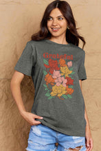 Load image into Gallery viewer, GRATEFUL Flower Graphic Cotton T-Shirt
