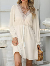 Load image into Gallery viewer, Tassel V-Neck Flounce Sleeve Dress