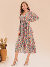 Load image into Gallery viewer, Printed Surplice Long Sleeve Dress