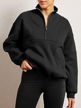 Load image into Gallery viewer, Half Zip Dropped Shoulder Sweatshirt