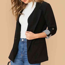 Load image into Gallery viewer, Lapel Collar Roll-Tab Sleeve Blazer