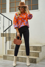 Load image into Gallery viewer, Woven Right Leopard Round Neck Dropped Shoulder Sweater