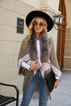 Load image into Gallery viewer, Striped Fringe Detail Long Sleeve Poncho