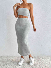 Load image into Gallery viewer, Ribbed Tube Top & Midi Skirt Set