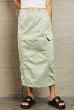Load image into Gallery viewer, Just In Time High Waisted Cargo Midi Skirt