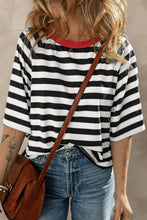 Load image into Gallery viewer, Striped Round Neck Raglan Sleeve T-Shirt