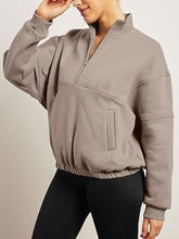 Load image into Gallery viewer, Half Zip Dropped Shoulder Sweatshirt