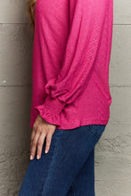 Load image into Gallery viewer, Eyelet Notched Neck Flounce Sleeve Blouse