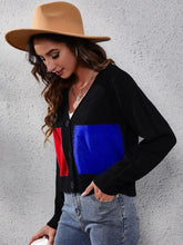 Load image into Gallery viewer, Color Block Button Up Long Sleeve Cardigan