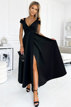 Load image into Gallery viewer, Cold-Shoulder Surplice Neck Maxi Dress