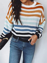 Load image into Gallery viewer, Striped Round Neck Knit Top