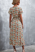 Load image into Gallery viewer, Floral Surplice Neck Tied Midi Dress