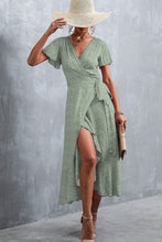 Load image into Gallery viewer, Floral Surplice Neck Tied Midi Dress