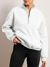 Load image into Gallery viewer, Half Zip Dropped Shoulder Sweatshirt