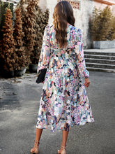 Load image into Gallery viewer, Printed V-Neck Long Sleeve Midi Dress