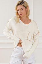 Load image into Gallery viewer, Exposed Seam Round Neck Long Sleeve Sweater