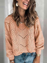 Load image into Gallery viewer, Openwork Round Neck Sweater
