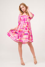 Load image into Gallery viewer, Flor Color Block Puff Sleeve Dress
