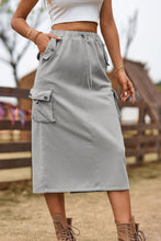 Load image into Gallery viewer, Drawstring Waist Slit Denim Skirt
