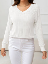 Load image into Gallery viewer, V-Neck Long Sleeve Eyelet Knit Top