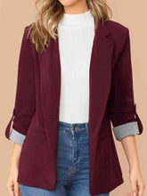 Load image into Gallery viewer, Lapel Collar Roll-Tab Sleeve Blazer