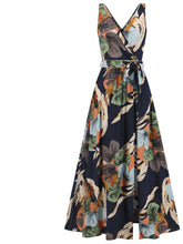 Load image into Gallery viewer, Slit Tied Printed Surplice Dress