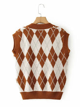 Load image into Gallery viewer, Geometric V-Neck Sweater Vest