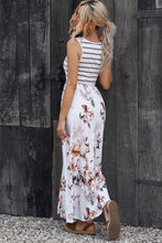 Load image into Gallery viewer, Striped Floral Round Neck Sleeveless Maxi Dress