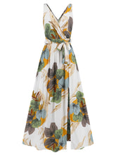 Load image into Gallery viewer, Slit Tied Printed Surplice Dress