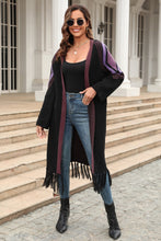 Load image into Gallery viewer, Double Take Geometric Fringe Hem Duster Cardigan