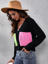 Load image into Gallery viewer, Color Block Button Up Long Sleeve Cardigan