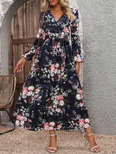 Load image into Gallery viewer, Floral Long Sleeve Surplice Neck Dress