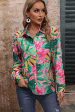 Load image into Gallery viewer, Floral Print Collared Neck Long Sleeve Shirt