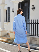 Load image into Gallery viewer, Long Sleeve Side Slit Midi Shirt Dress